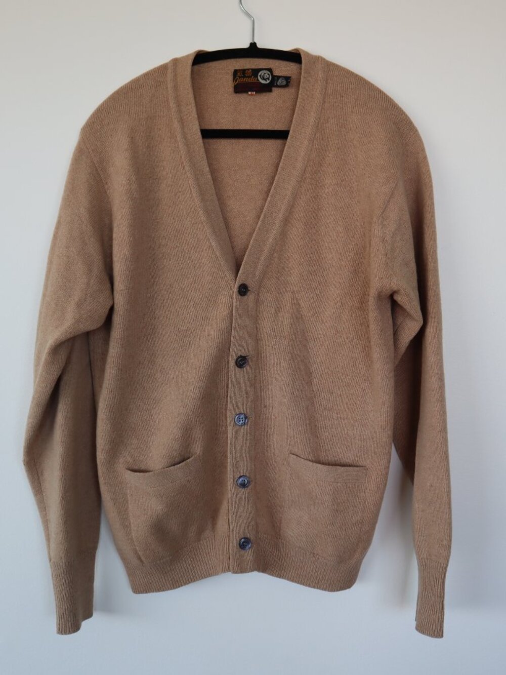 Vintage Wool Cardigan, Grunge Aesthetic Brown Beige Sweater